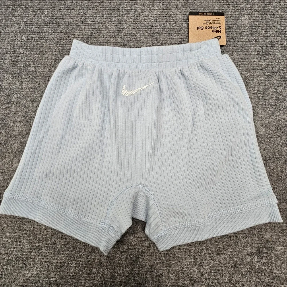 Nike Unisex 2-Piece Set Ribbed T-Shirt and Shorts Organic Cotton Blue 24M - Picture 10 of 14